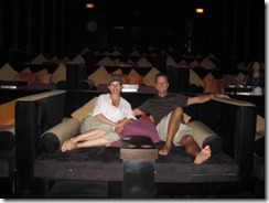 Chilling in a swanky Bangkok theater. The movie? Knowing.